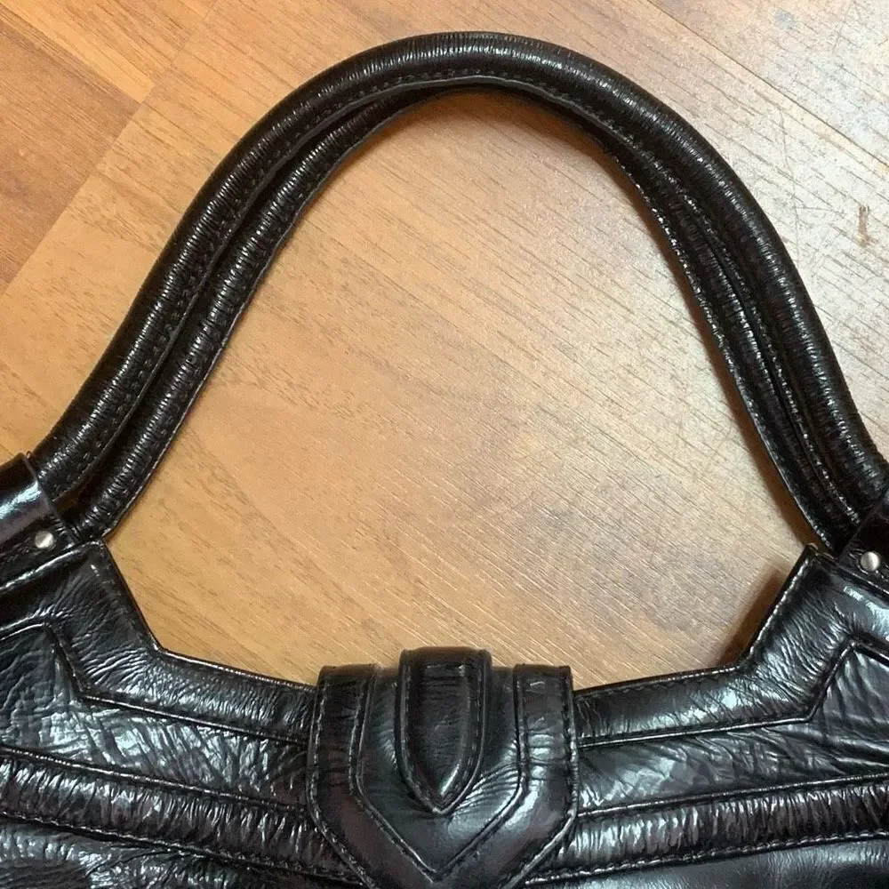 Botkier Ladies Black Double Handle Glossy Hobo Handbag